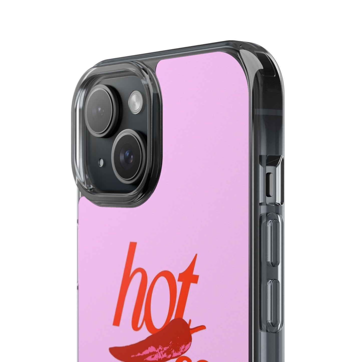 Hot Stuff Clear Impact Phone Case — Pink Retro Typography iPhone Cover