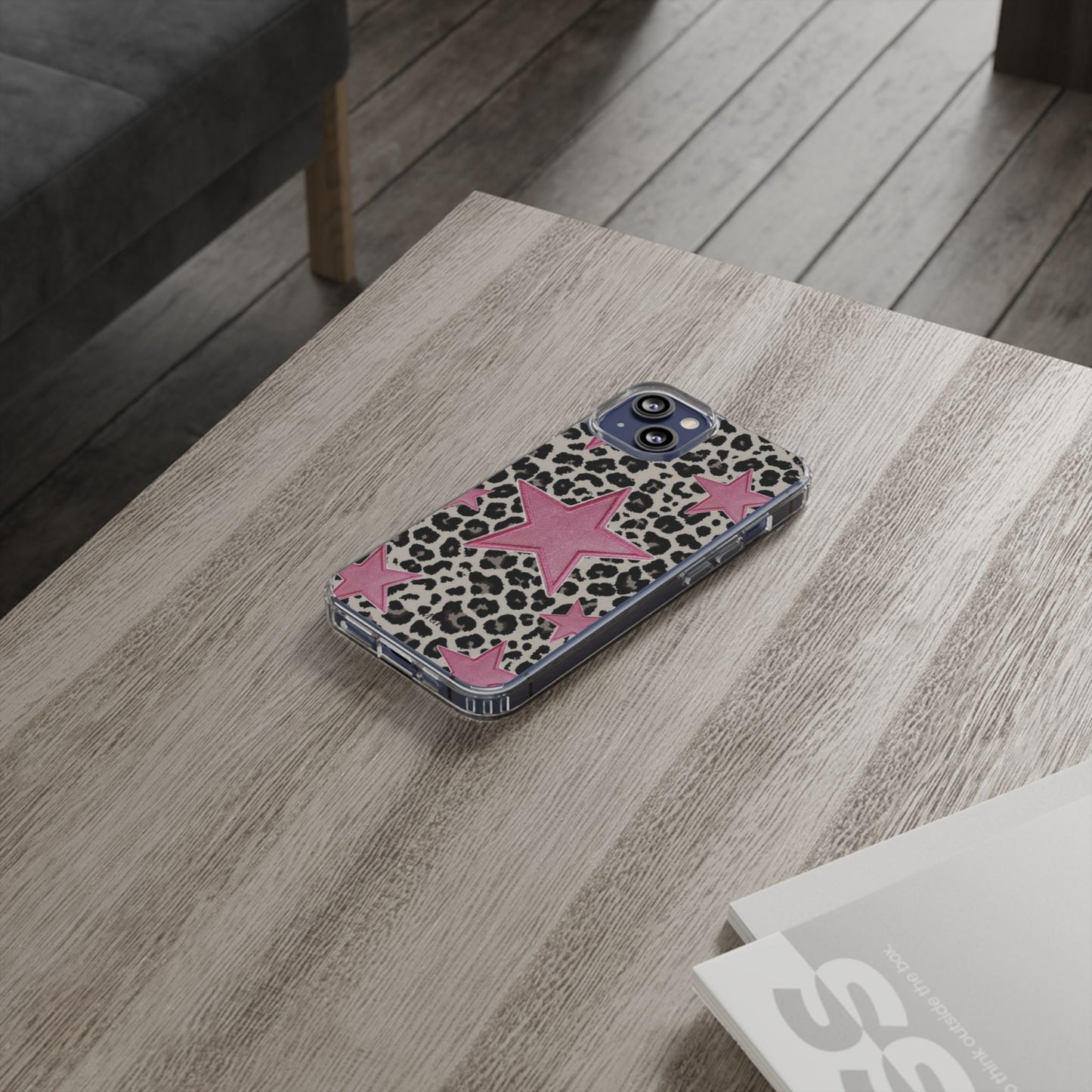 Pink Star Leopard Clear Impact Phone Case