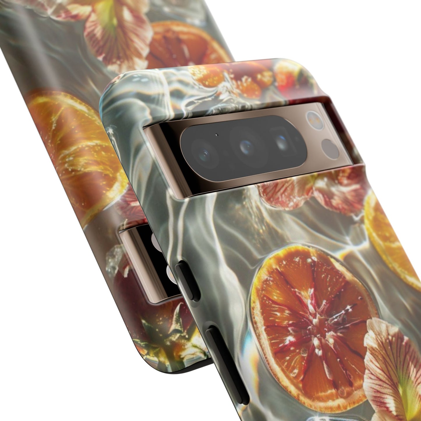 Citrus & Hibiscus Protective Phone Case – Summer Fruit Water Print Tough Case