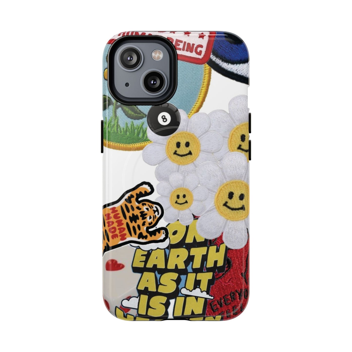 Phone Case — Retro Smiley Daisy Collage Tough Magnetic Cover