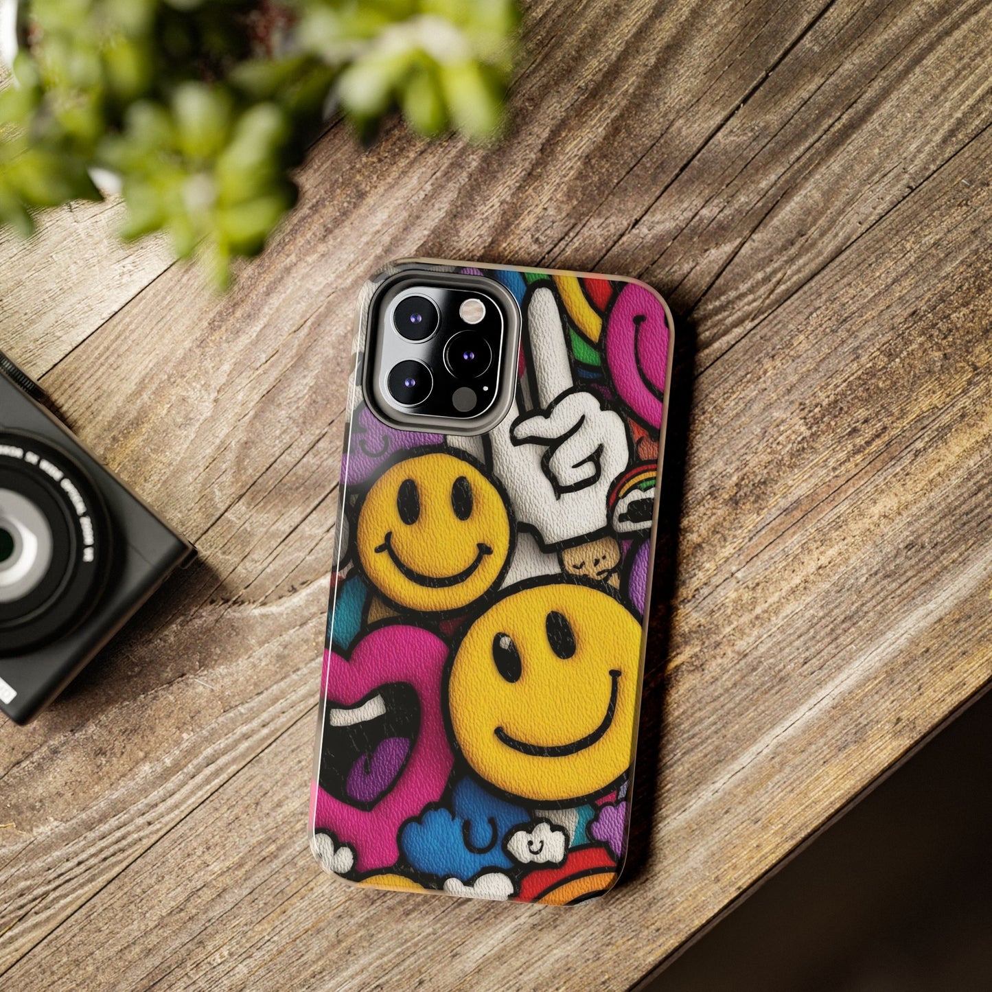 Smiley Graffiti Tough Phone Case – Colorful Urban Art Protection