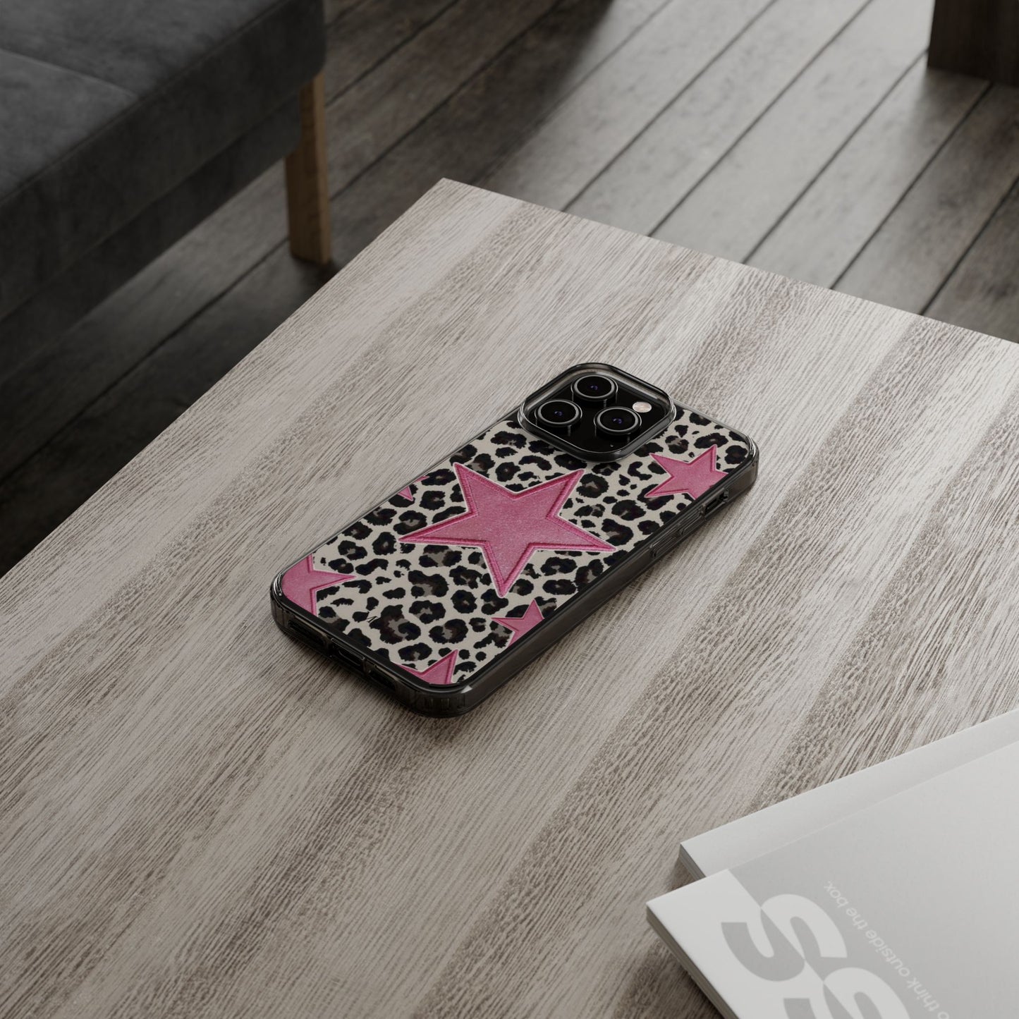 Pink Star Leopard Clear Impact Phone Case