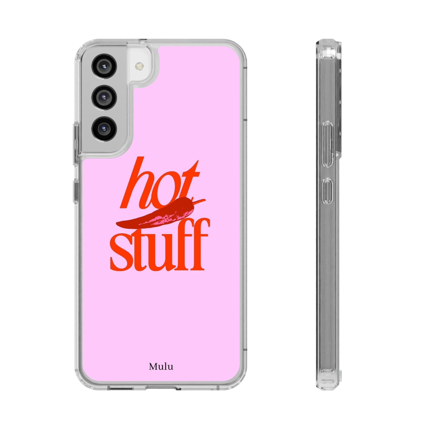 Hot Stuff Clear Impact Phone Case — Pink Retro Typography iPhone Cover