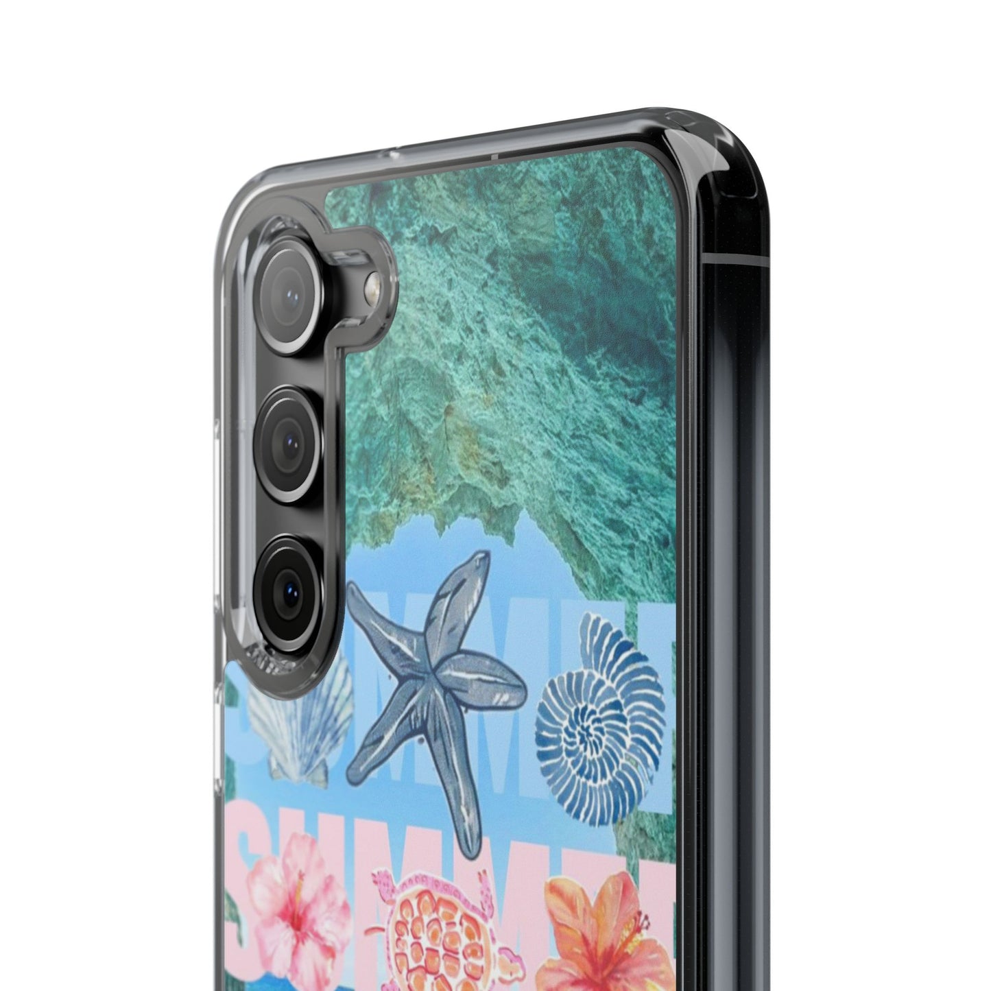 Clear Summer Beach Phone Case — Impact‑Resistant Tropical Design