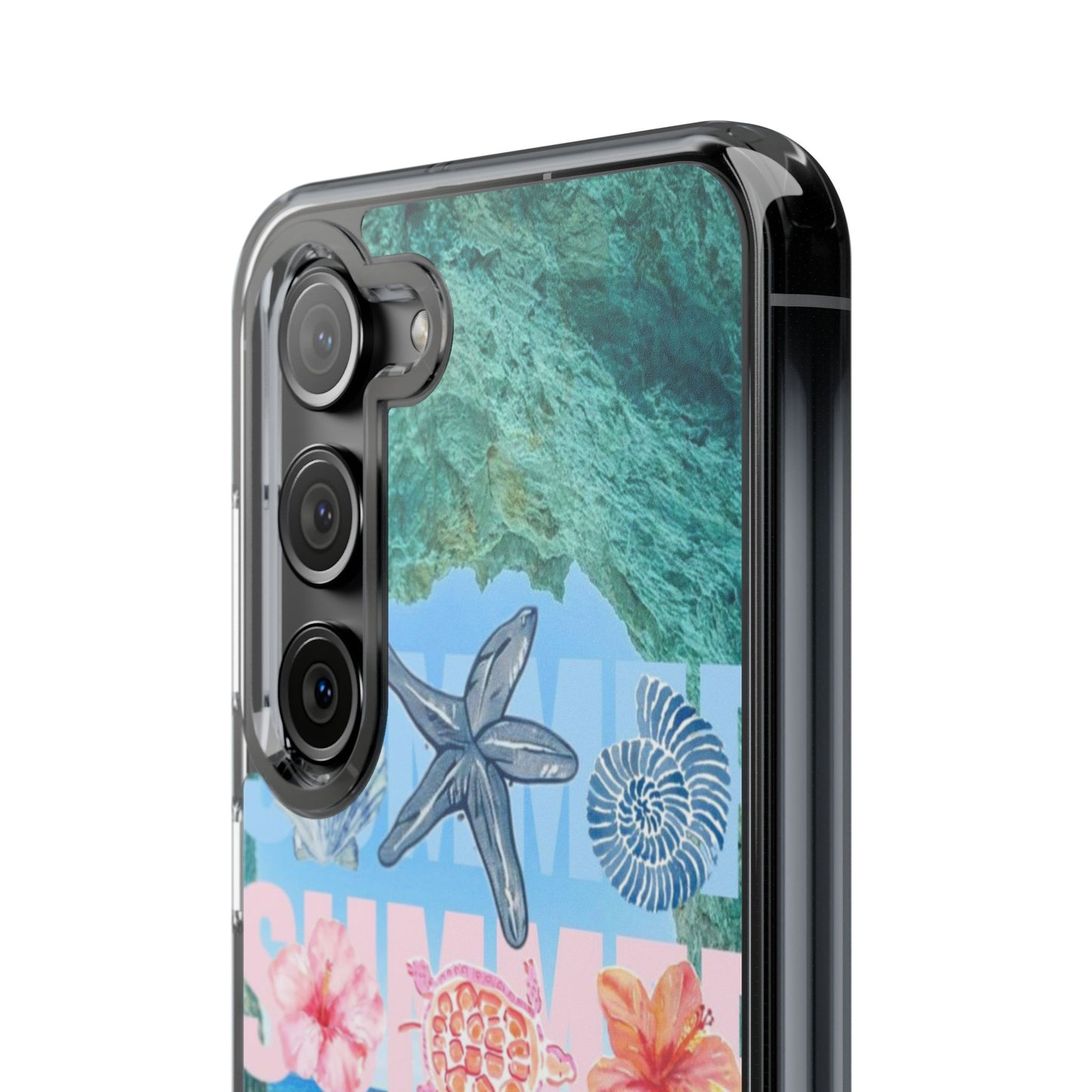 Clear Summer Beach Phone Case — Impact‑Resistant Tropical Design