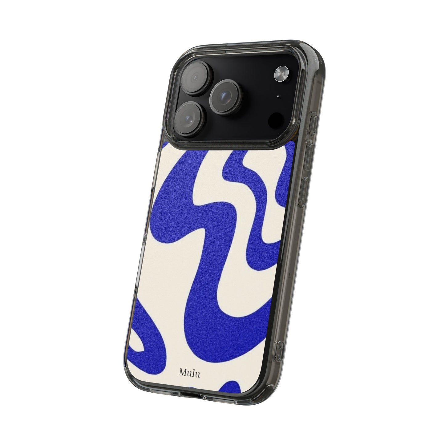 Clear Impact-Resistant Case — Blue Abstract Wavy Pattern