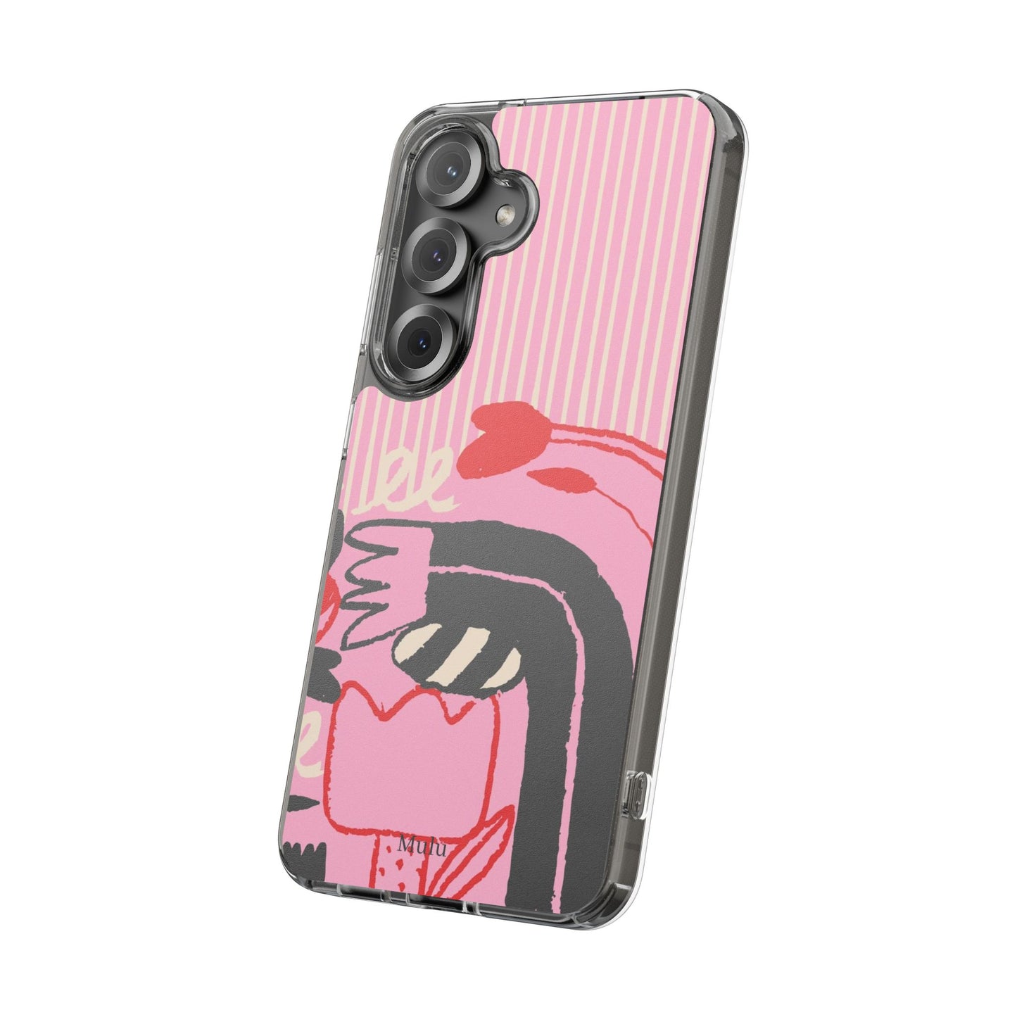Clear Impact-Resistant Case — Pink Cute Heart Cartoon Design