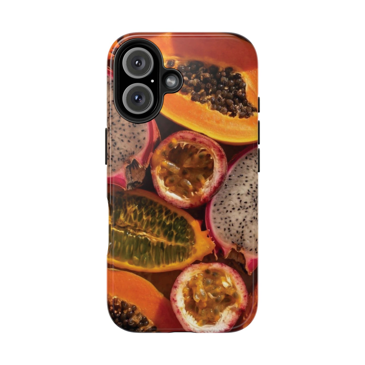 Tropical Fruit Tough Phone Case — Papaya & Dragon Fruit Design