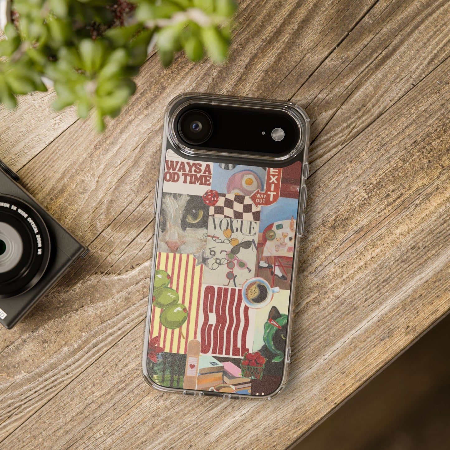 Collage Vintage Aesthetic Clear Impact-Resistant Phone Case
