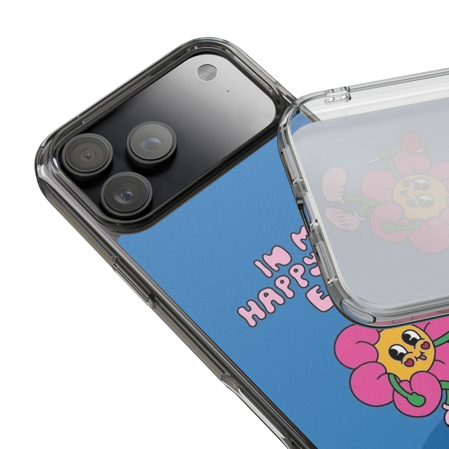 Clear Impact-Resistant Phone Case — “I’m My Happy Girl Era” Cute Flower Design