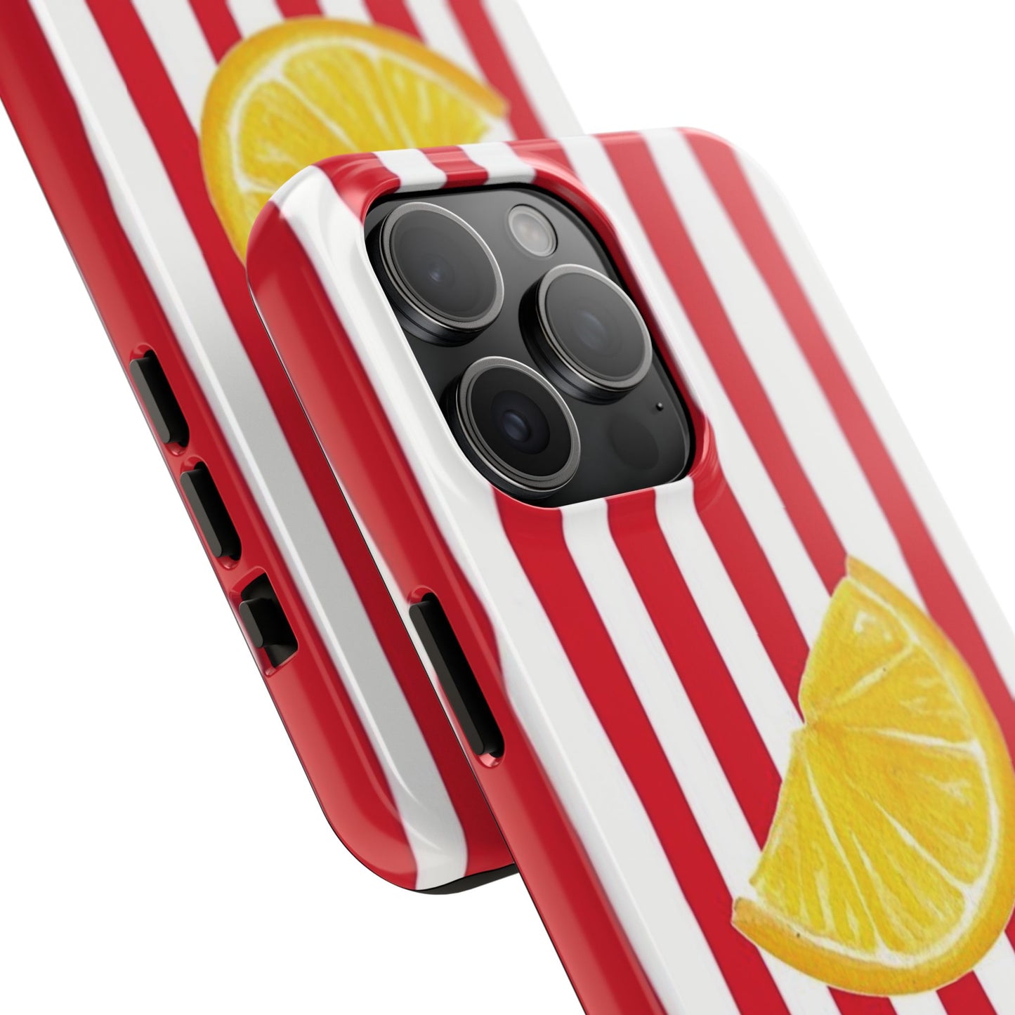 Lemon Slice Red & White Stripe Tough Phone Case