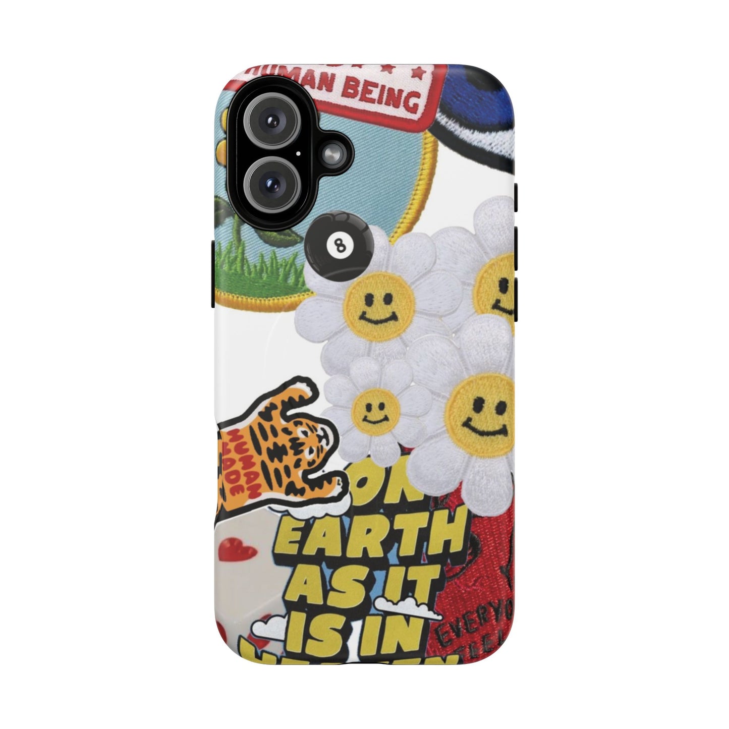 Phone Case — Retro Smiley Daisy Collage Tough Magnetic Cover
