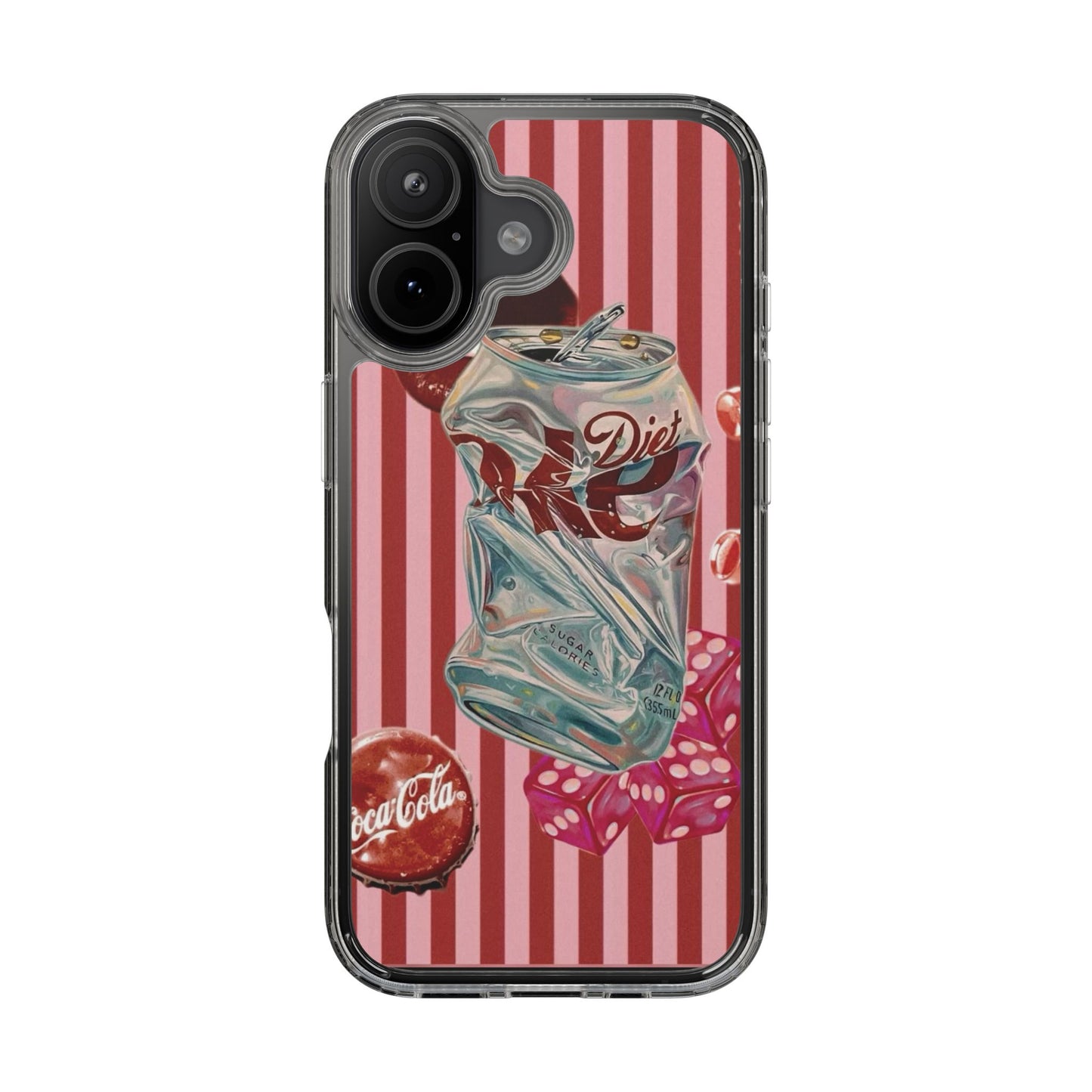 Diet Cola Crush Clear Phone Case – Retro Soda Pop Design