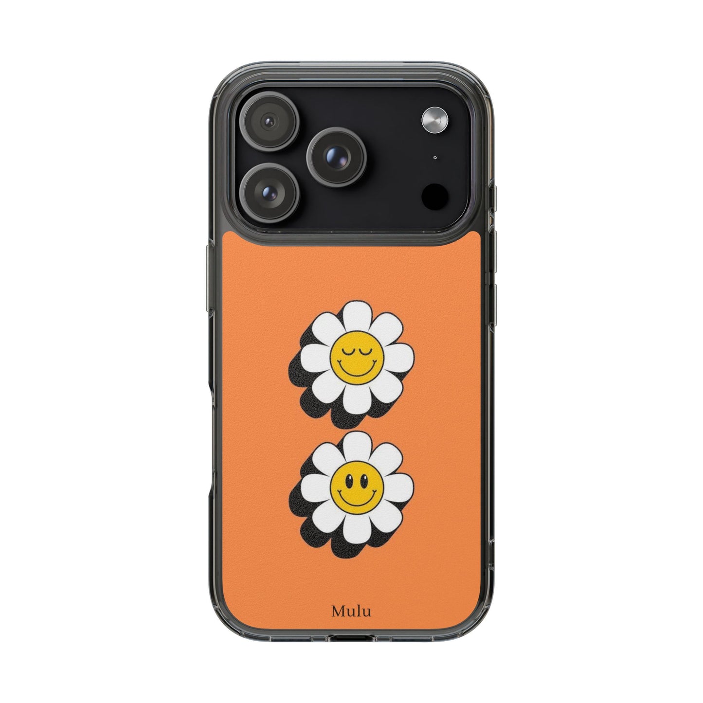 Phone Case — Orange Smiley Daisy Clear Impact‑Resistant Case