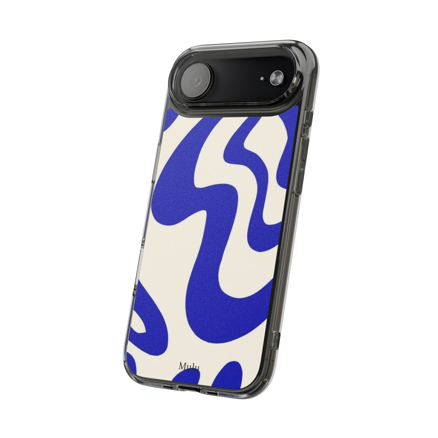 Clear Impact-Resistant Case — Blue Abstract Wavy Pattern
