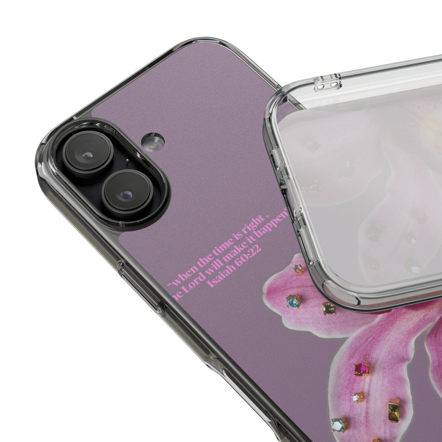 Clear Floral Impact-Resistant Phone Case — "When the time is right" Rose Orchid Design