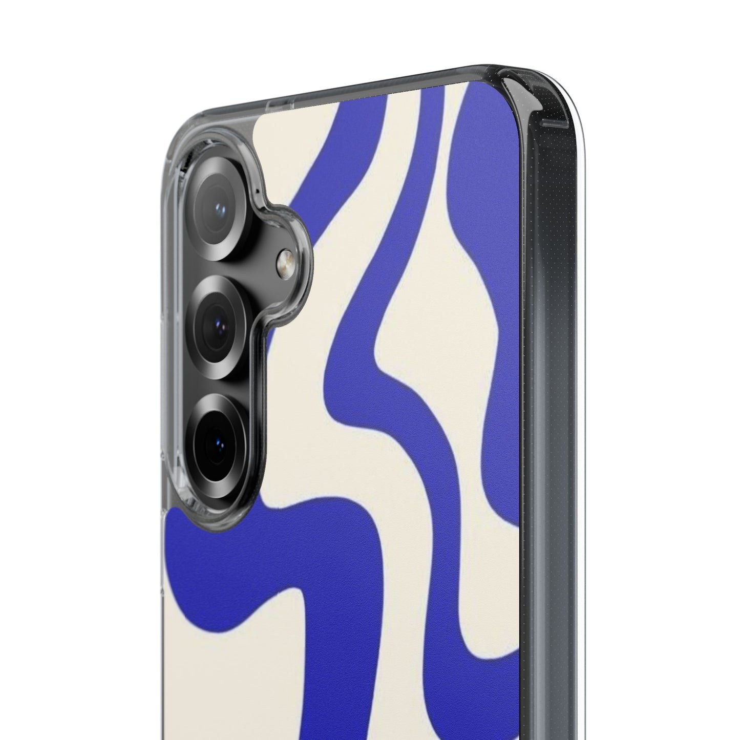 Clear Impact-Resistant Case — Blue Abstract Wavy Pattern
