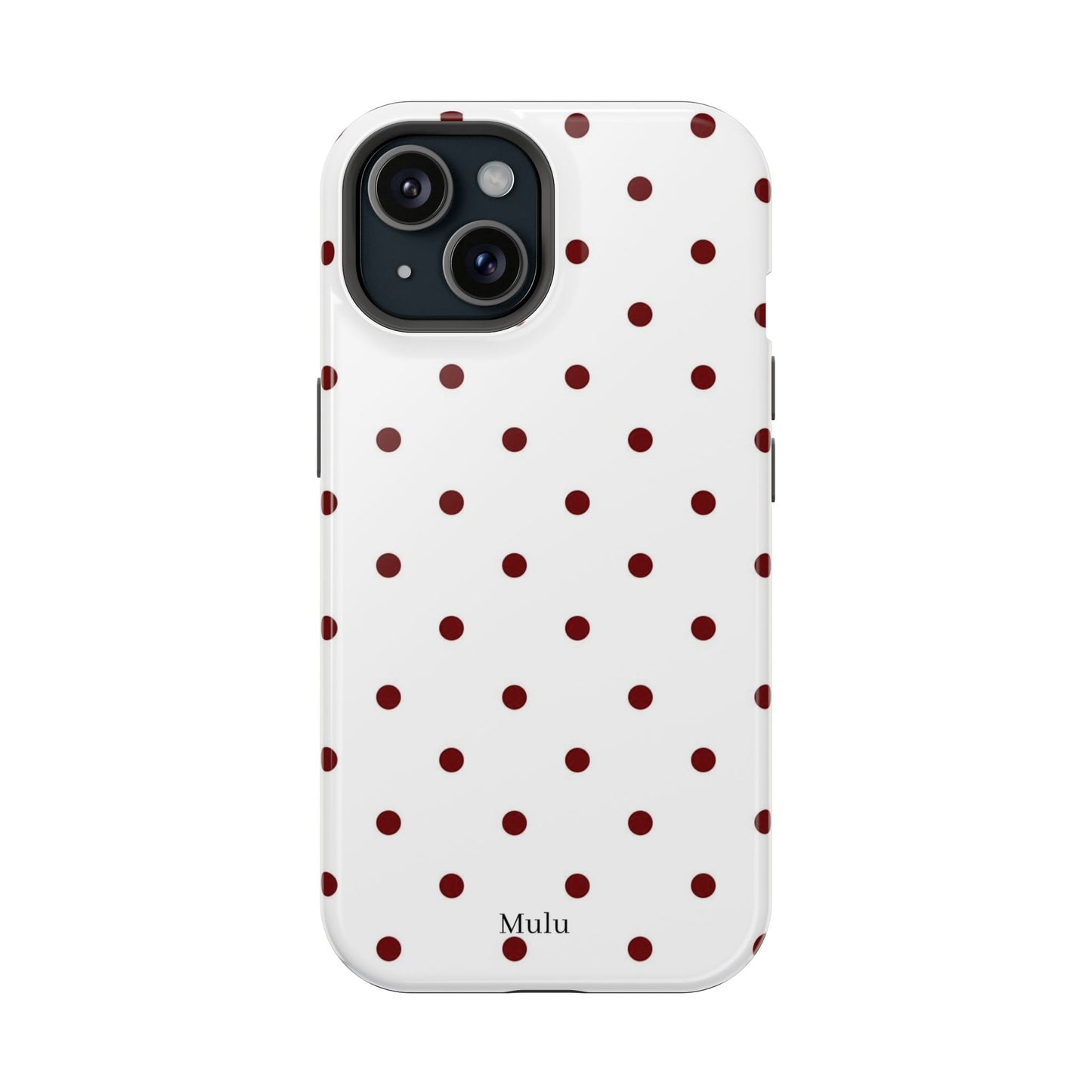 Polka Dot Magnetic Impact-Resistant Phone Case — Red Dots on White