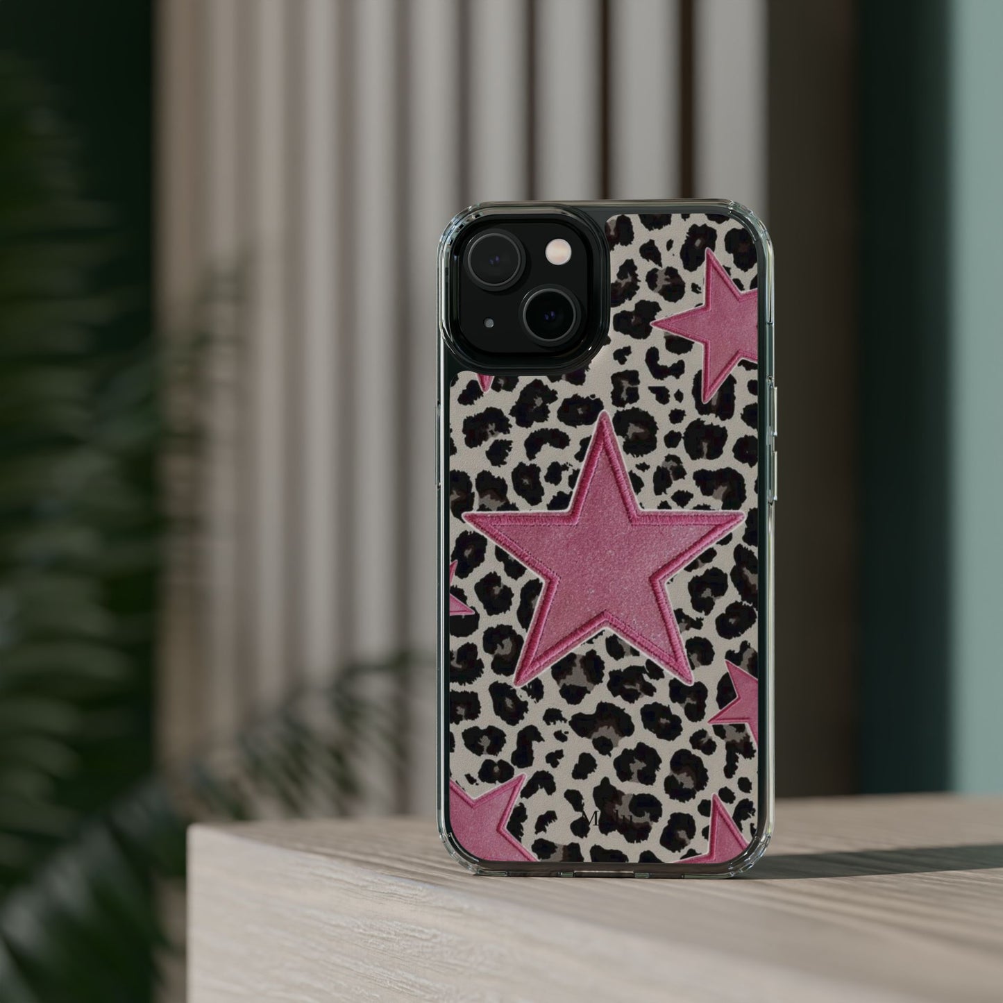 Pink Star Leopard Clear Impact Phone Case