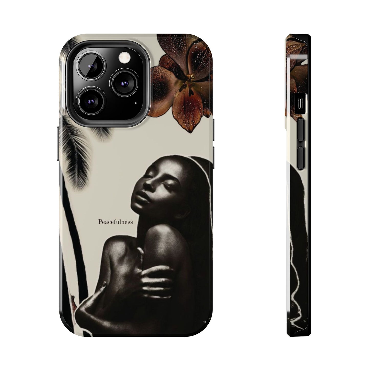 Tough Phone Case — "Peacefulness" Artistic Black Woman Floral Design
