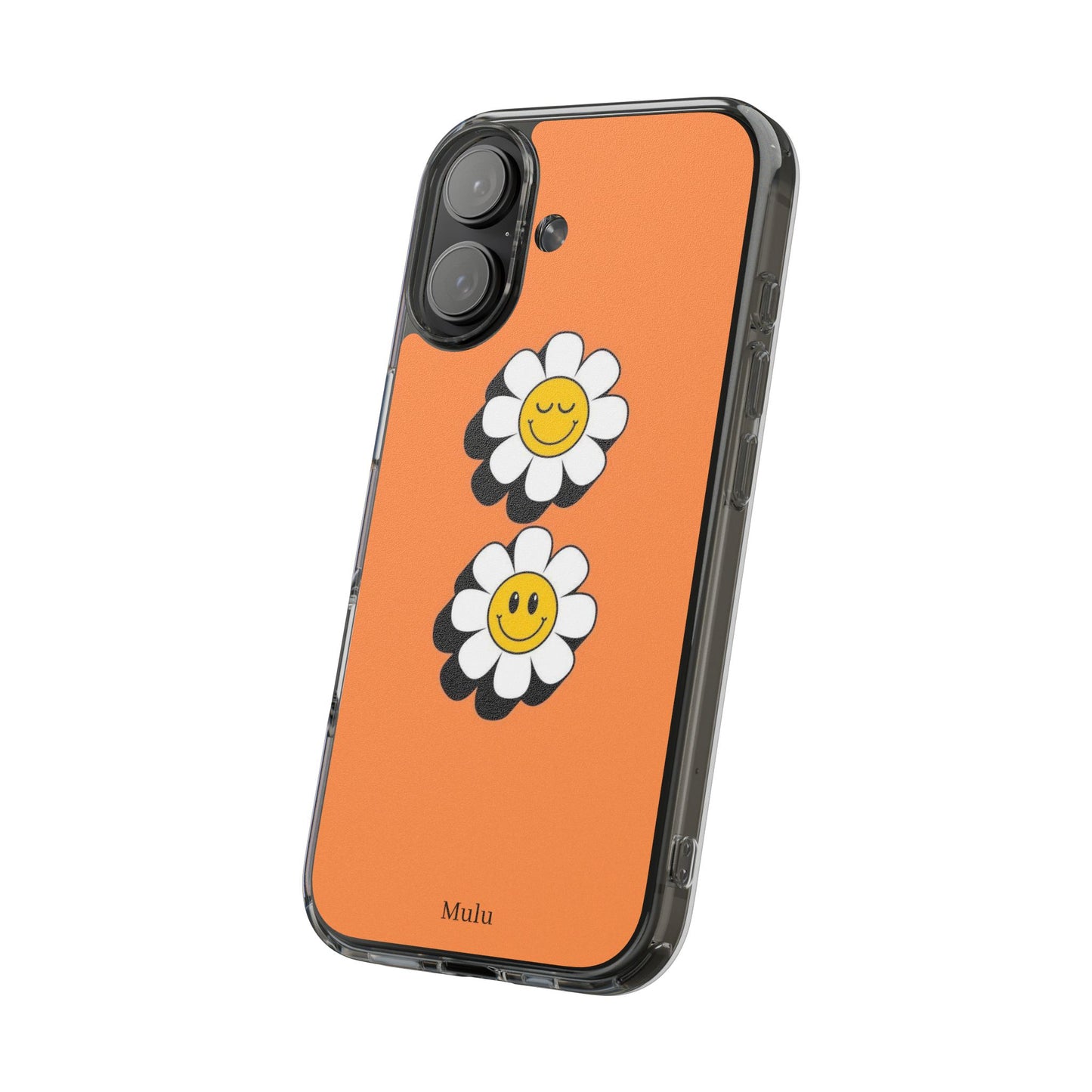 Phone Case — Orange Smiley Daisy Clear Impact‑Resistant Case