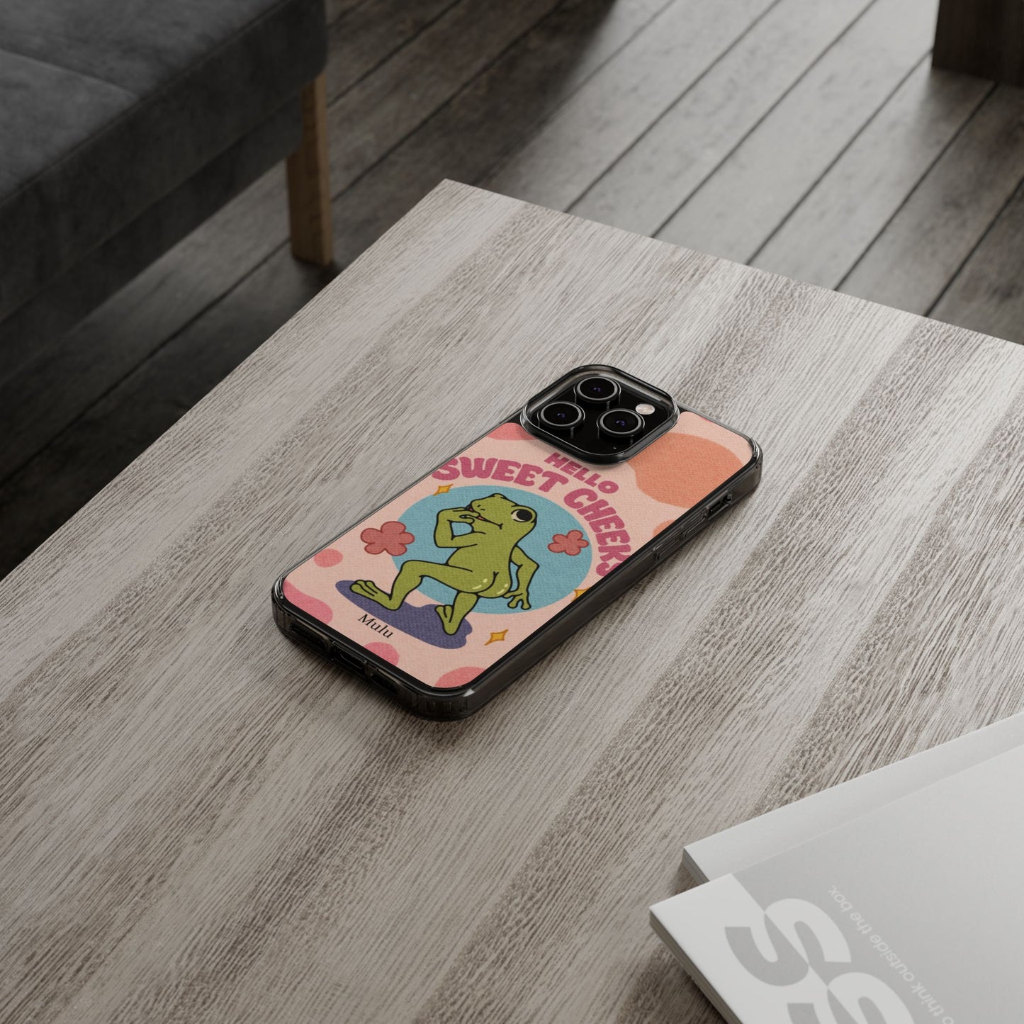 Clear Impact Phone Case — "Hello Sweet Cheeks" Retro Frog Design