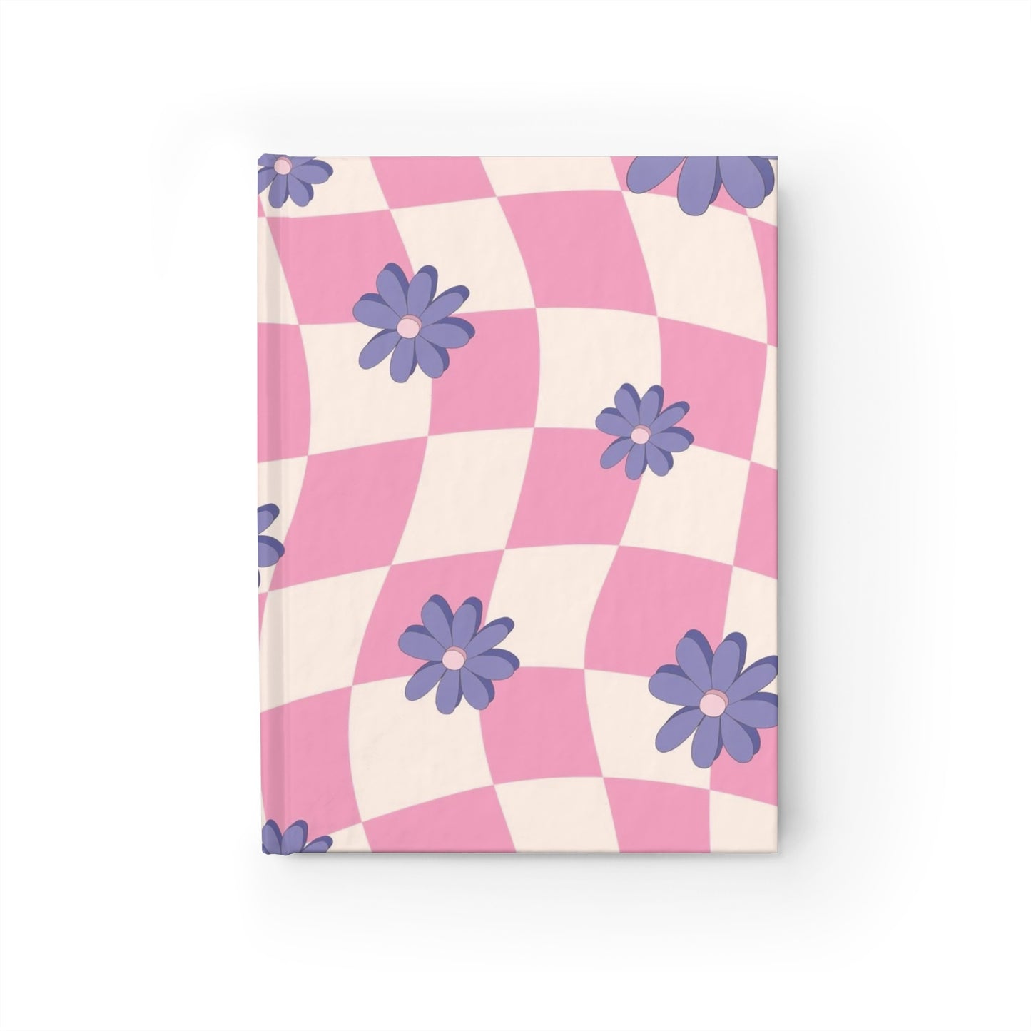 Ruled Journal — Pink Checker Daisy Notebook for Notes & Planning