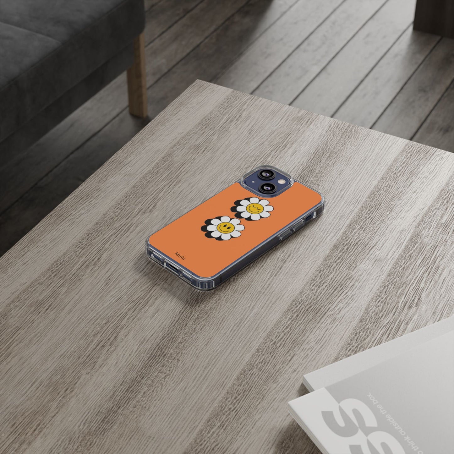 Phone Case — Orange Smiley Daisy Clear Impact‑Resistant Case