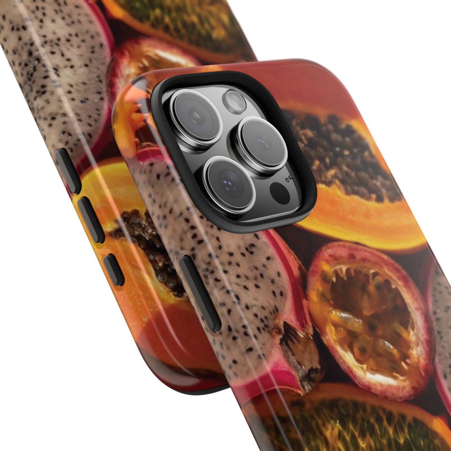 Tropical Fruit Tough Phone Case — Papaya & Dragon Fruit Design