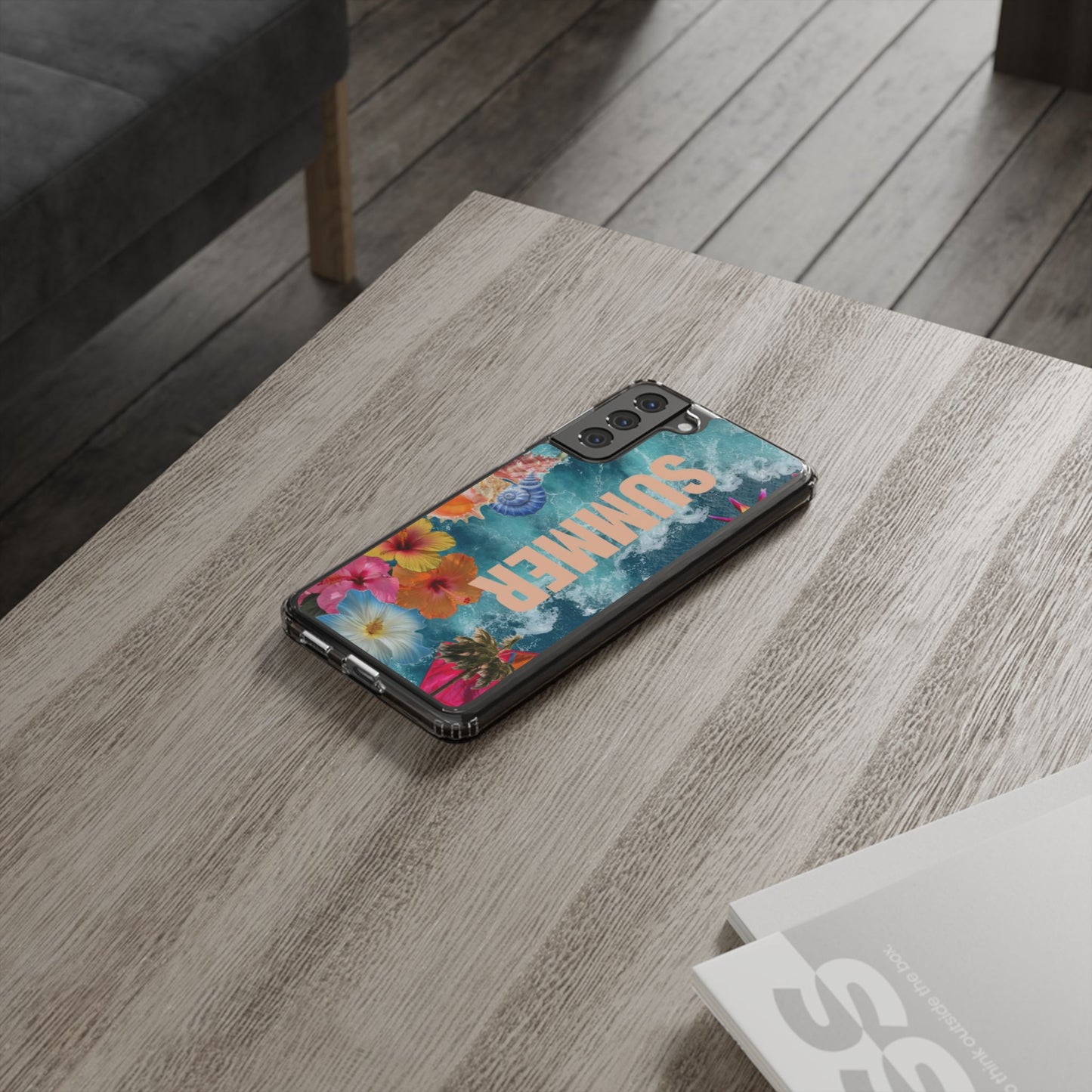 Summer Floral Clear Impact Phone Case — "SUMMER" Tropical Hibiscus Design