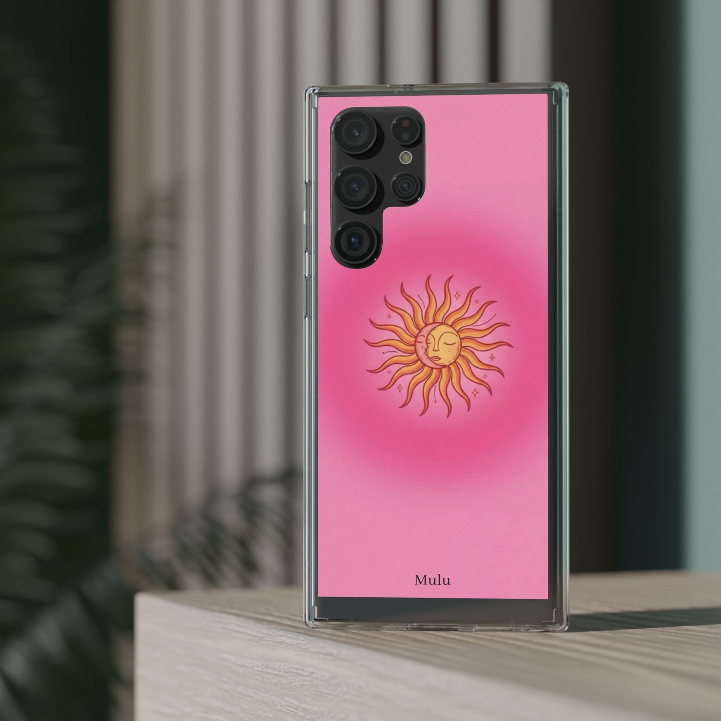 Pink Sun Phone Case — Radiant Sunburst Impact-Resistant Clear Case