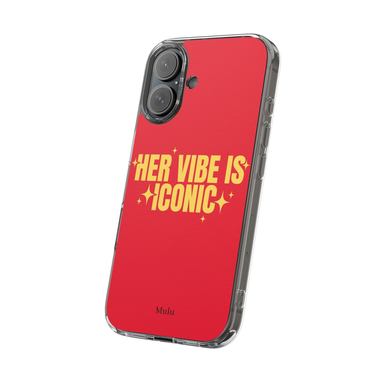 Clear Impact-Resistant Phone Case — "Her Vibe Is Iconic" Red Protective Cover