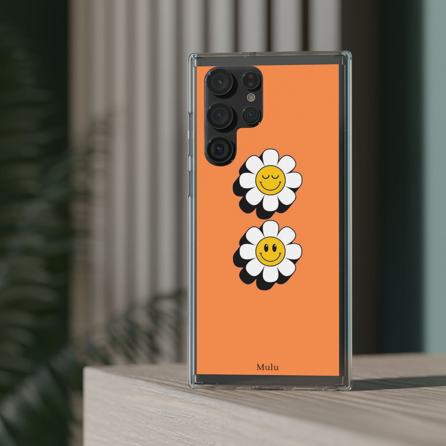 Phone Case — Orange Smiley Daisy Clear Impact‑Resistant Case