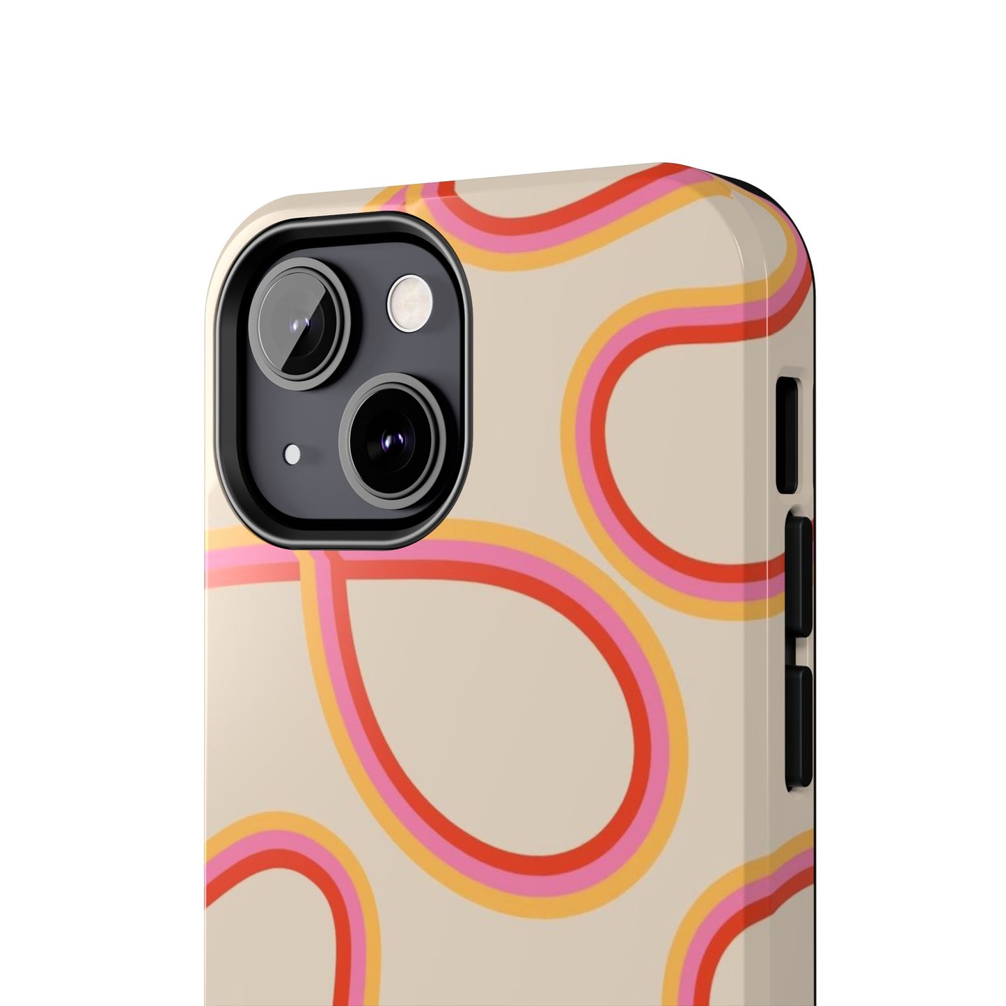 Retro Swirl Tough Phone Case — Beige Pink Orange Abstract Protection