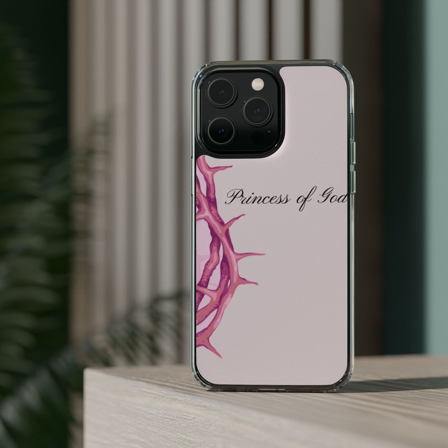Phone Case — "Princess of God" Pink Crown of Thorns Clear Impact-Resistant Case