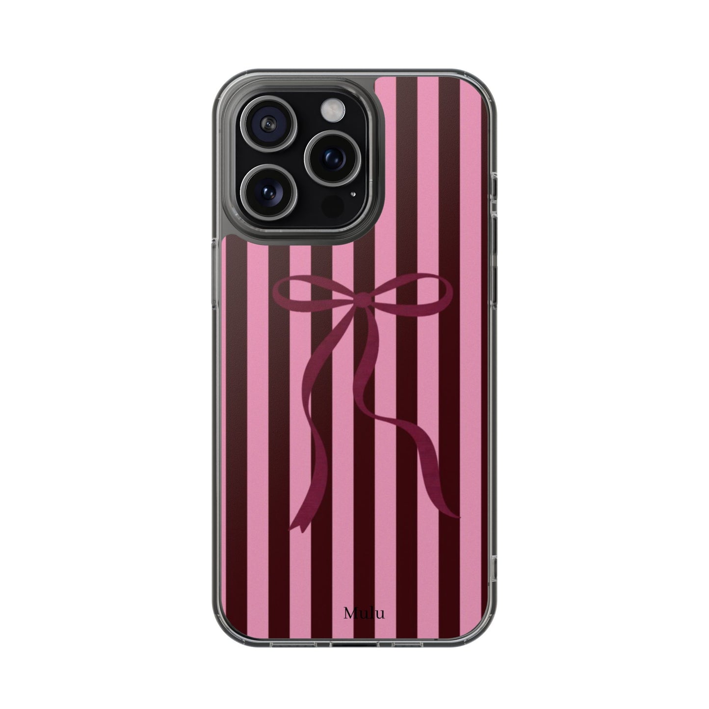 Pink Striped Ribbon Clear Impact-Resistant Phone Case