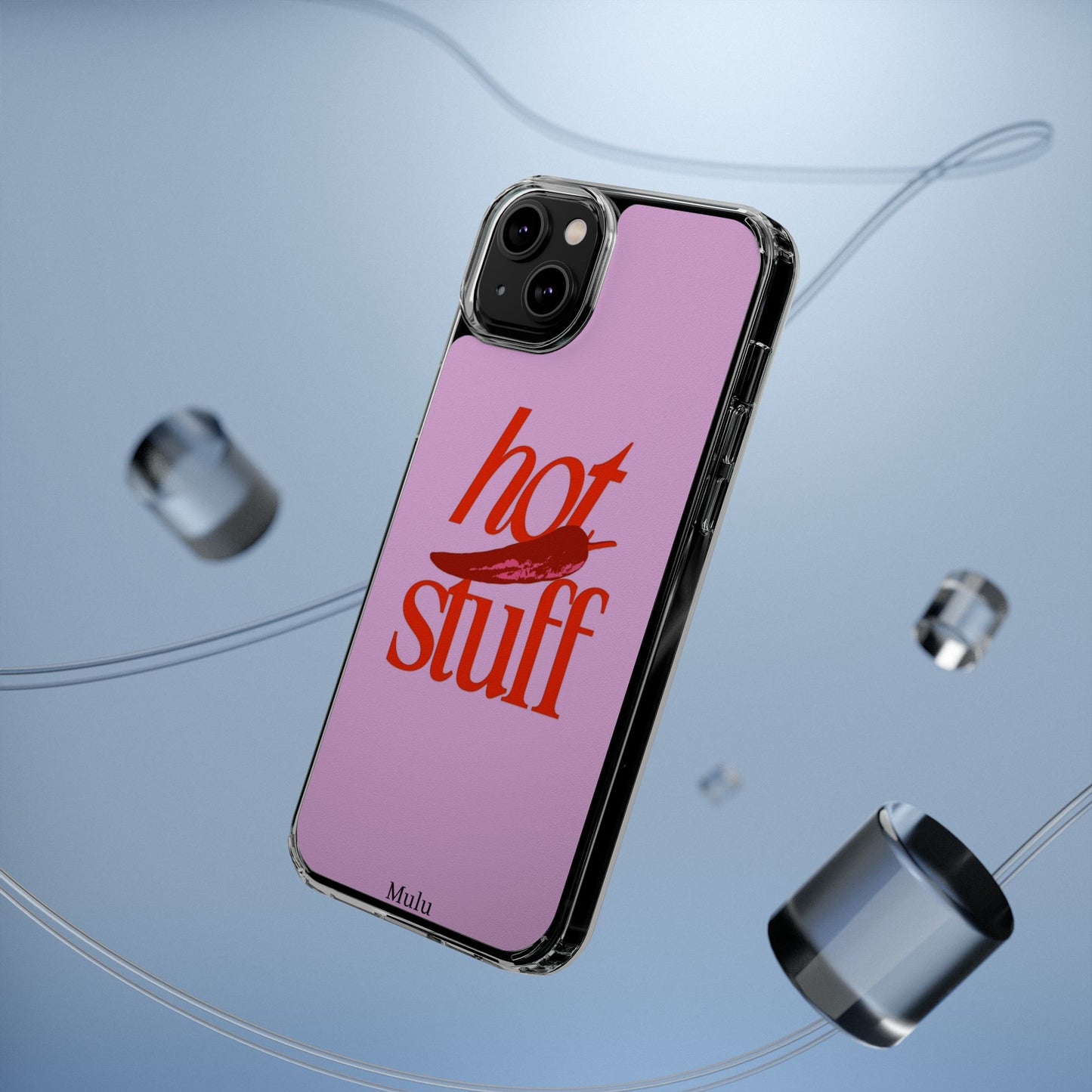 Hot Stuff Clear Impact Phone Case — Pink Retro Typography iPhone Cover