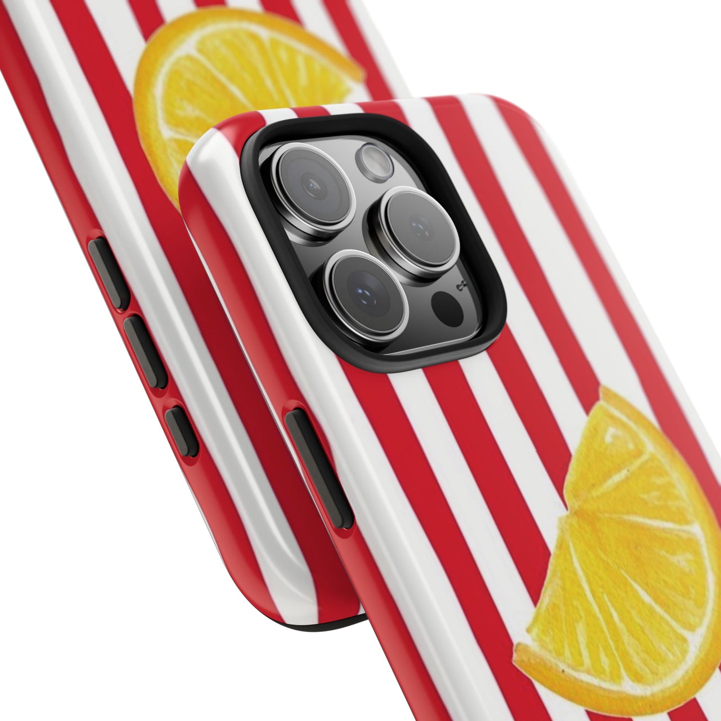Lemon Slice Red & White Stripe Tough Phone Case