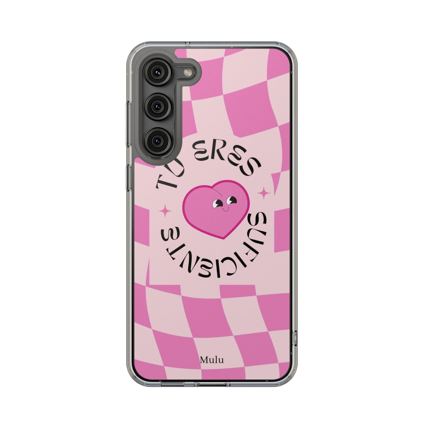 Clear Impact-Resistant Phone Case — Pink Checkerheart “Tu Eres Suficiente” Design