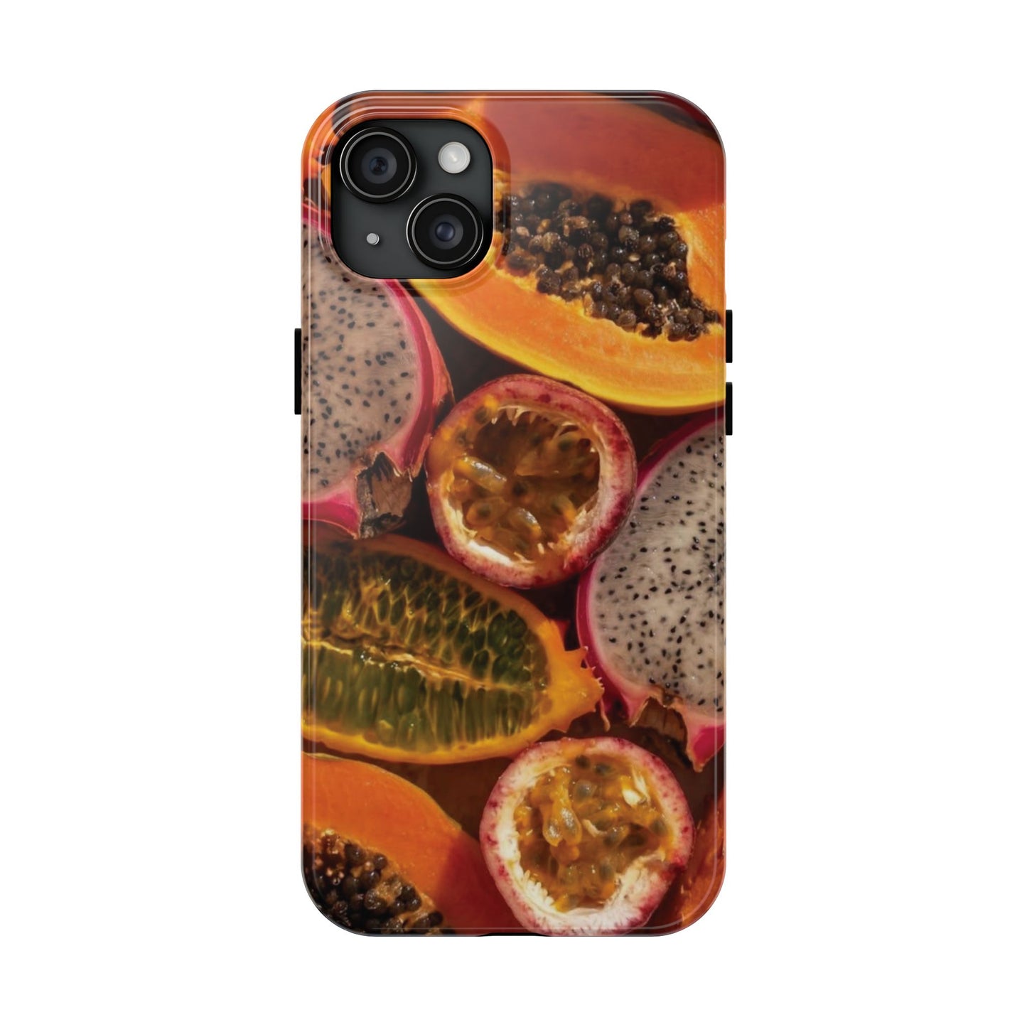 Tropical Fruit Tough Phone Case — Papaya & Dragon Fruit Design