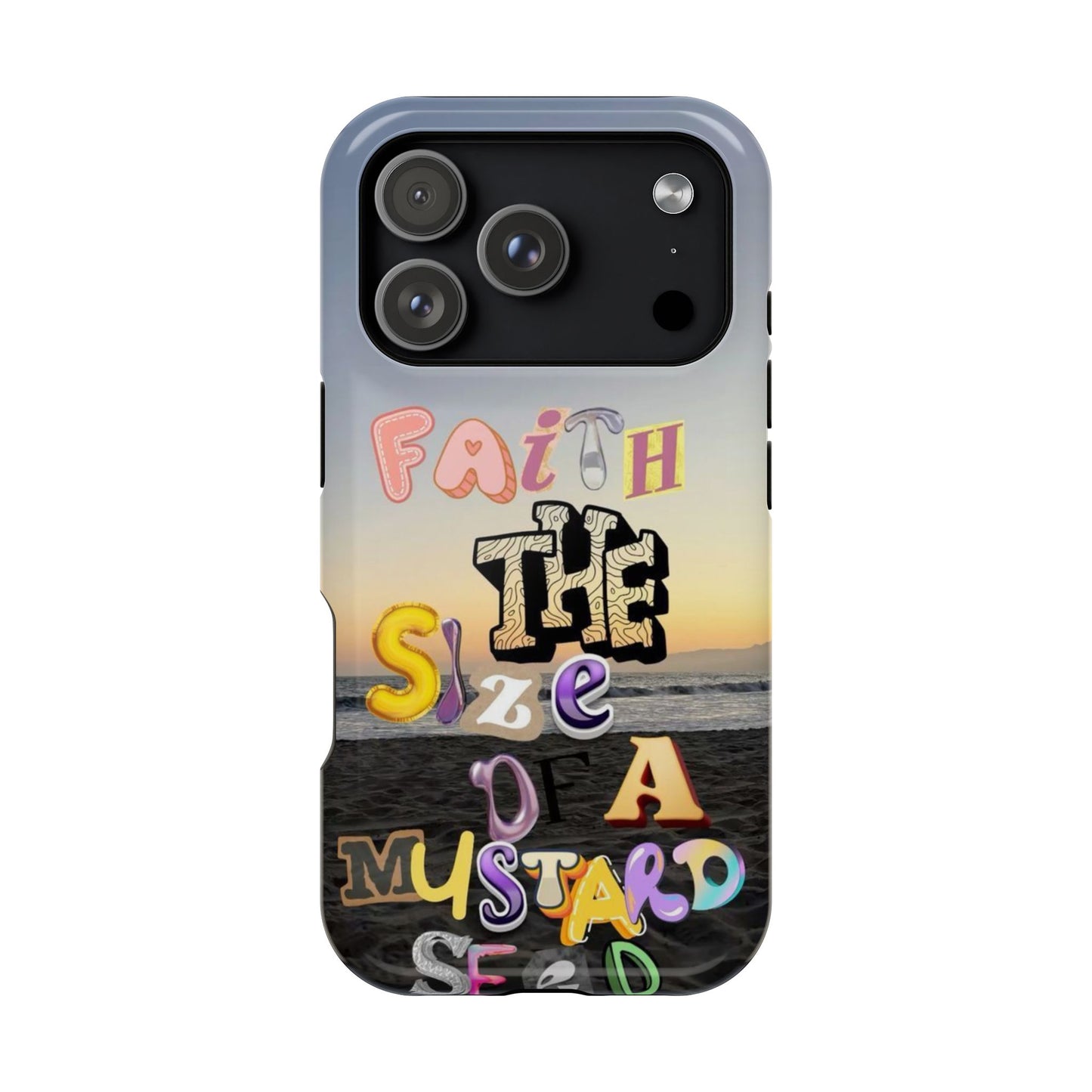 Magnetic Impact-Resistant Phone Case — "Faith the Size of a Mustard Seed" Sunset Design