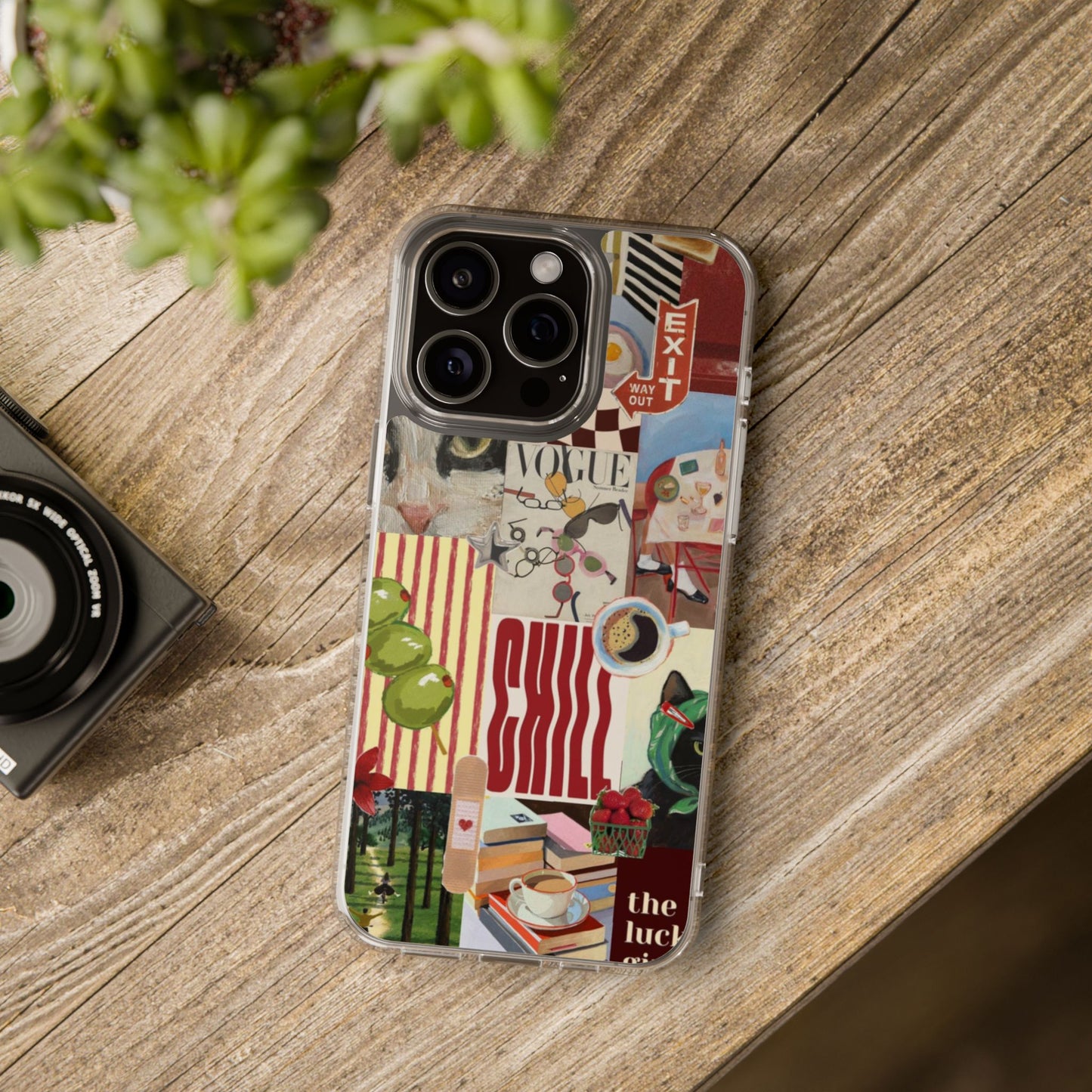 Collage Vintage Aesthetic Clear Impact-Resistant Phone Case