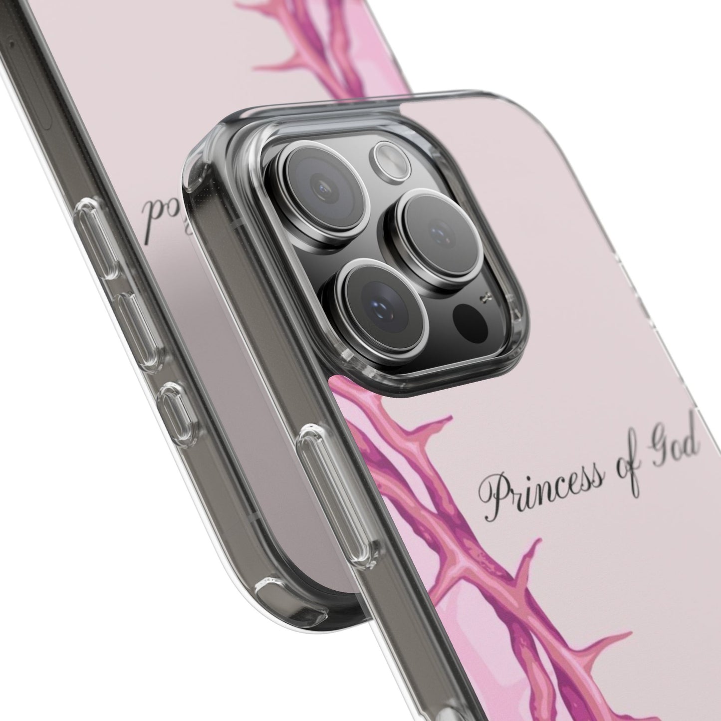 Phone Case — "Princess of God" Pink Crown of Thorns Clear Impact-Resistant Case