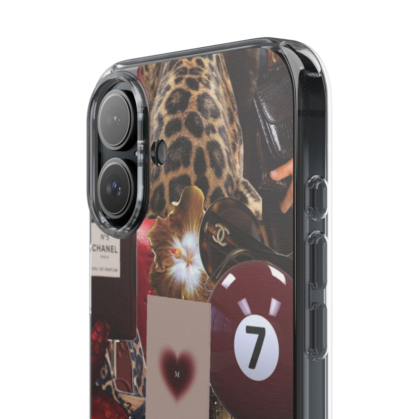 Clear Impact-Resistant Phone Case — Retro Cherry Collage Design