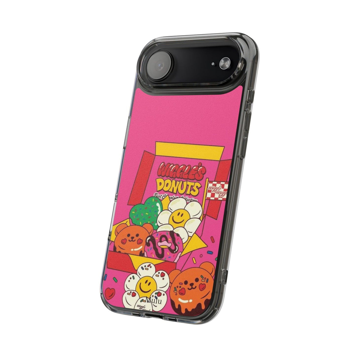 Donut Box Cute Phone Case — Clear Impact‑Resistant iPhone Cover with Smiling Donuts