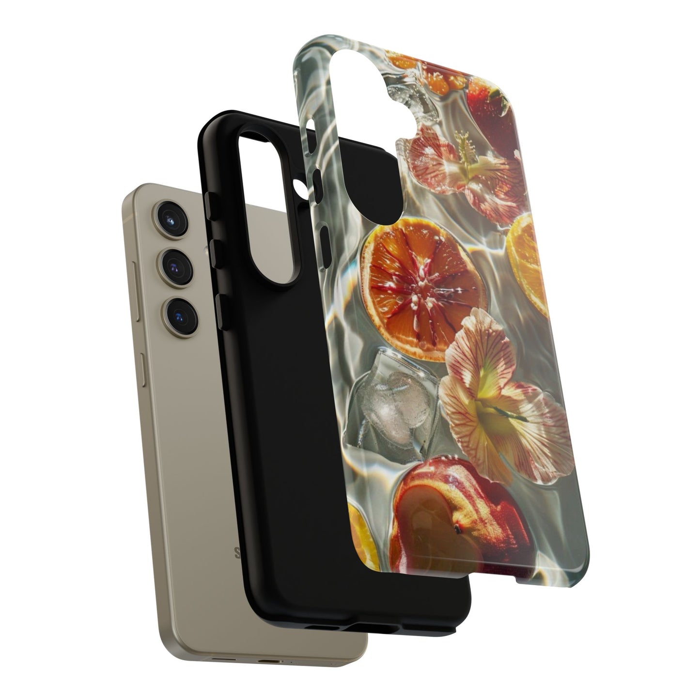 Citrus & Hibiscus Protective Phone Case – Summer Fruit Water Print Tough Case