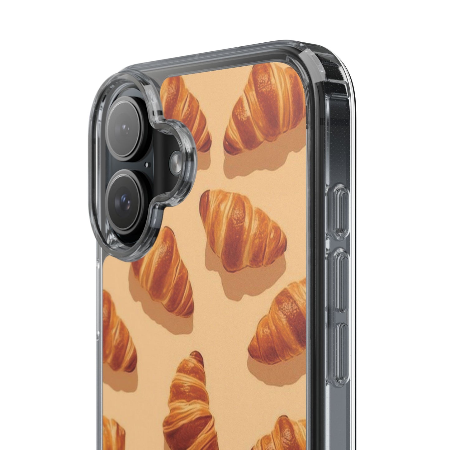 Croissant Pattern Clear Phone Case — Bakery-themed Transparent iPhone Cover