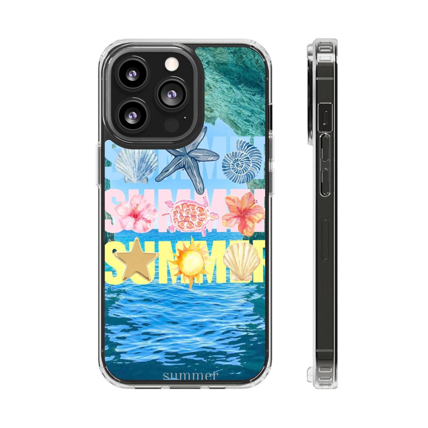 Clear Summer Beach Phone Case — Impact‑Resistant Tropical Design