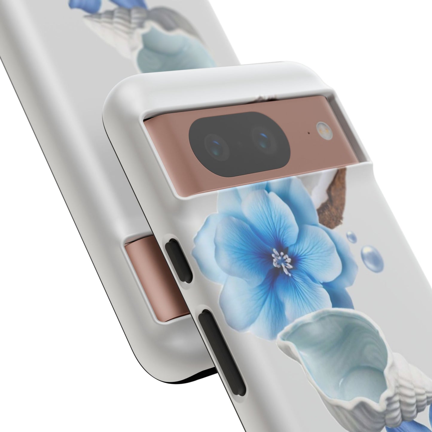 Tropical Blue Floral Phone Case — Coconut, Shell & Starfish Design
