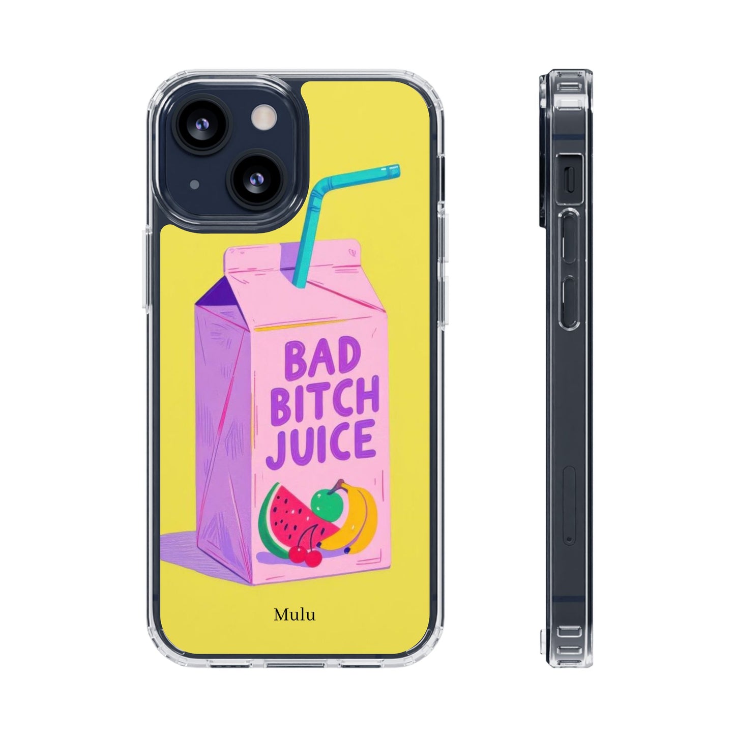 Clear Impact-Resistant Phone Case — "Bad Bitch Juice" Cartoon Juice Box Design